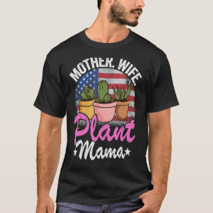 T-shirt Mère Femme Plante Mama American Drapeau Gardener M