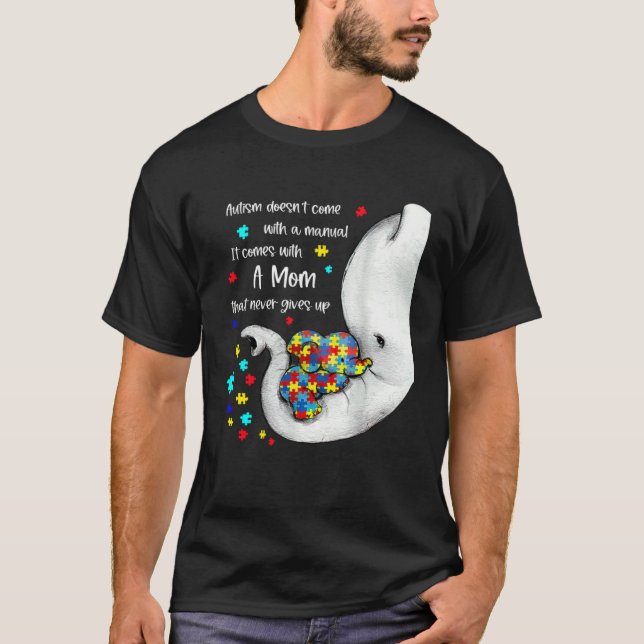 T-shirt Mère fière d'autisme Éléphant Morceau de puzzle Au (Devant)
