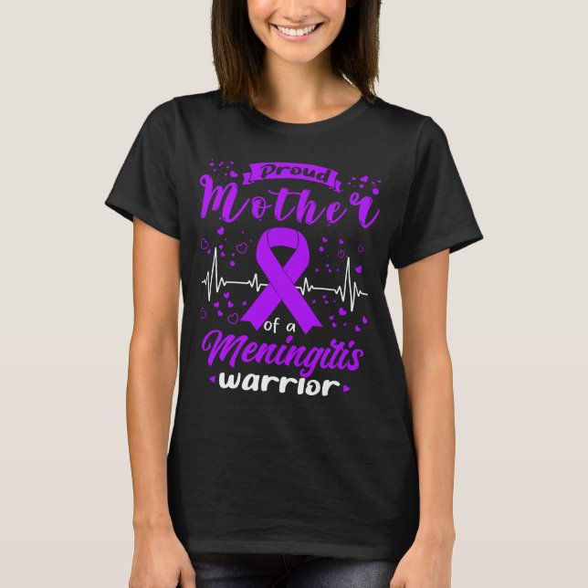 T-shirt Mère fière GUERRIÈRE DE MÉNINGITE (Devant)
