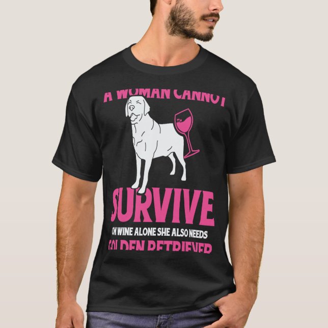 T-shirt mère golden retriever et vin (Devant)