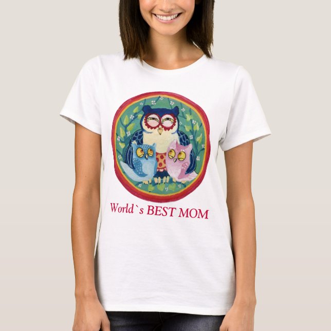 T-shirt Mère hibou la meilleure maman (Devant)