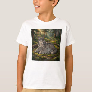 T-shirt Mère Louve Et Ses Petits 