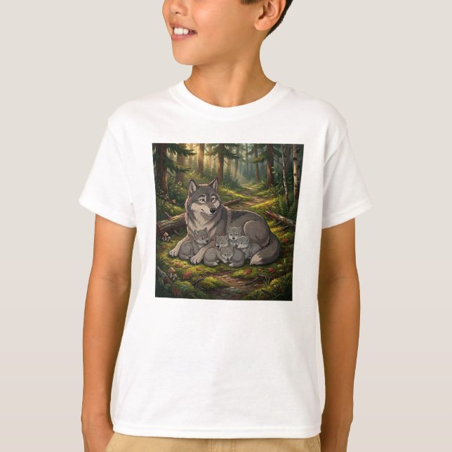 T-shirt Mère Louve Et Ses Petits  (Devant)