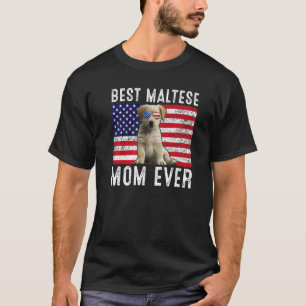T-shirt Mère maltaise États-Unis Drapeau Américain Chien m
