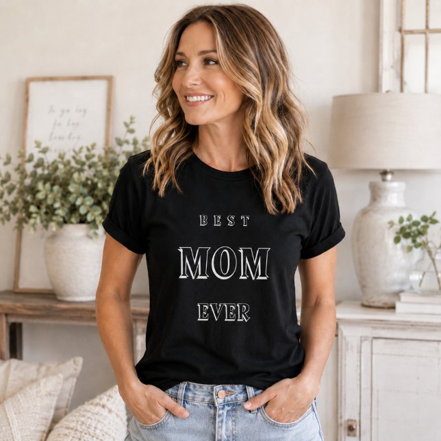 T-shirt Mère maman la meilleure noire (Créateur téléchargé)