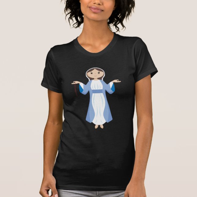 T-shirt Mère Mary avec le chapelet (Devant)