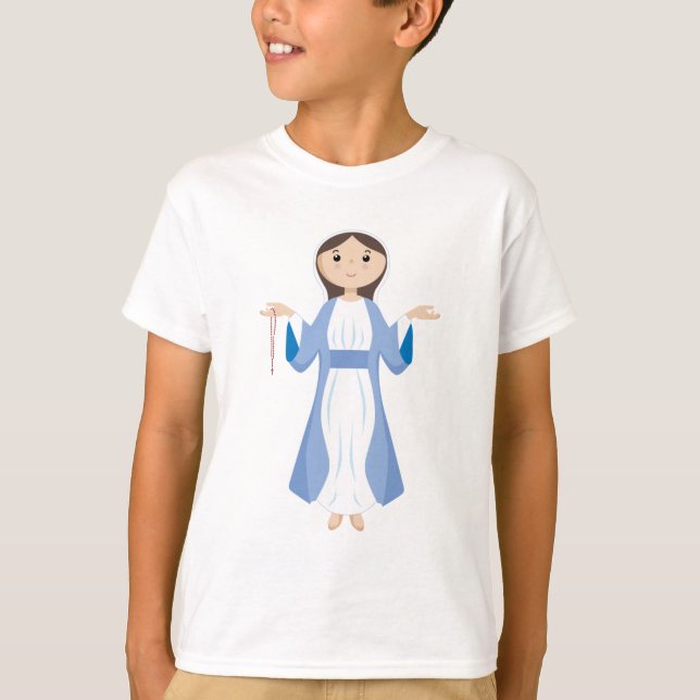 T-shirt Mère Mary avec le chapelet (Devant)