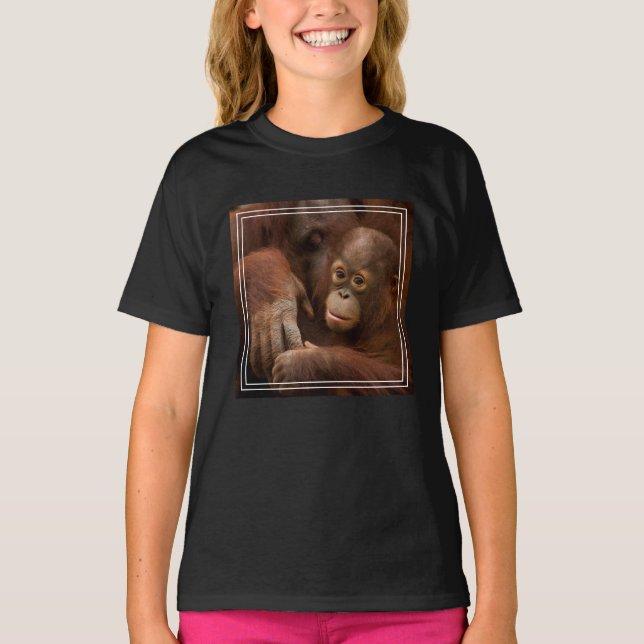 T-shirt Mère orang-outan et bébé au zoo (Devant)