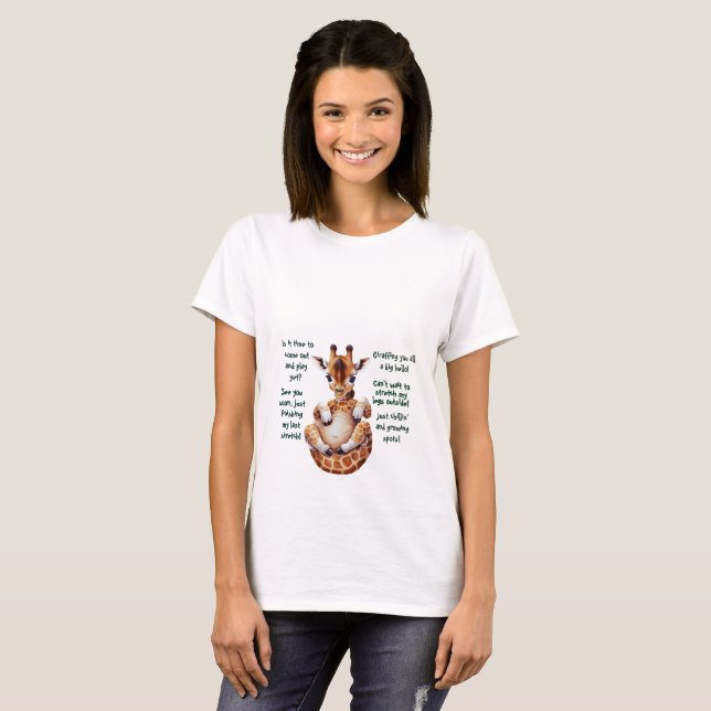 T-shirt Mère pour être Giraffe Fetus Messages Funny Green (Devant entier)