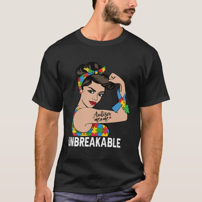T-shirt Mère prise de conscience de l'autisme Femme forte  (Devant)