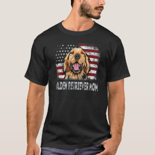 T-shirt Mère Retriever doré Drapeau Américain Rétro Patrio