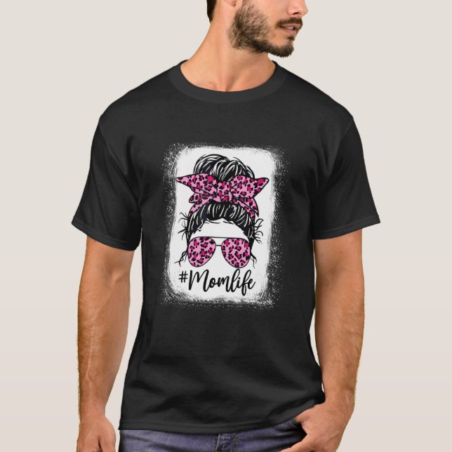 T-shirt Mère rose blanchie Vie Léopard Fête des Mères (Devant)