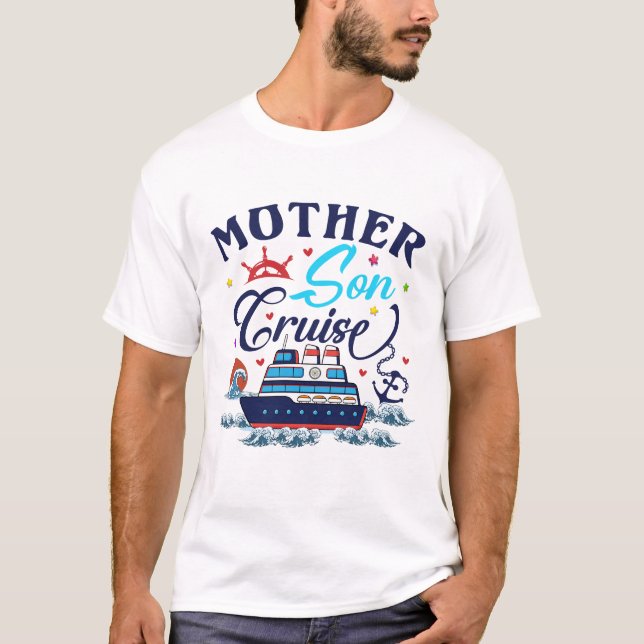 T-shirt Mère Son Croisière 2023 Famille Vacances Maman Fil (Devant)