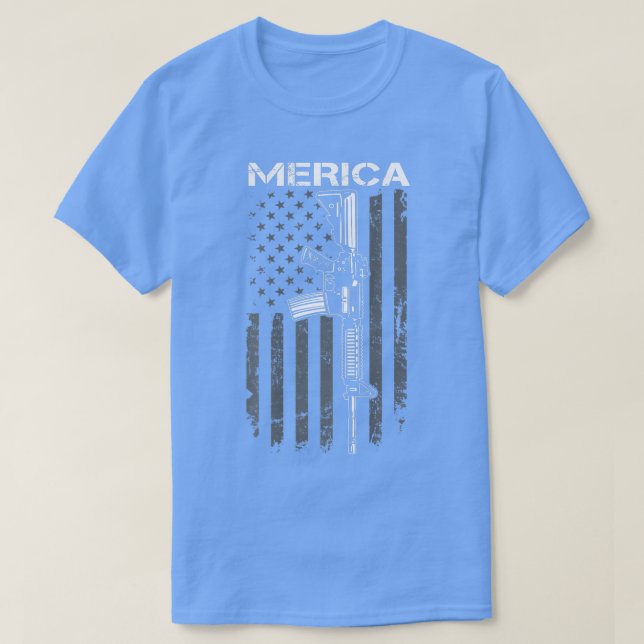 T-shirt MERICA 2e amendement 4 juillet AR15 USA Drapeau (O (Design devant)