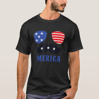 T-shirt Merica 4 juillet Cool Shades Mustache