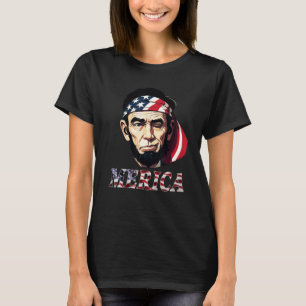 T-shirt Merica 4 juillet Fête nationale Abraham Lincoln_2