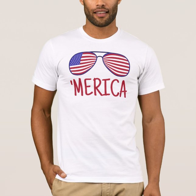 T-shirt Merica 4 juillet lunettes (Devant)