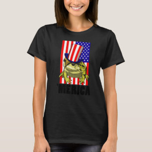 T-shirt Merica American Flag Frog Femmes Frog Love