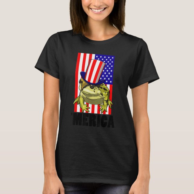 T-shirt Merica American Flag Frog  Women Frog Love 1 (Devant)