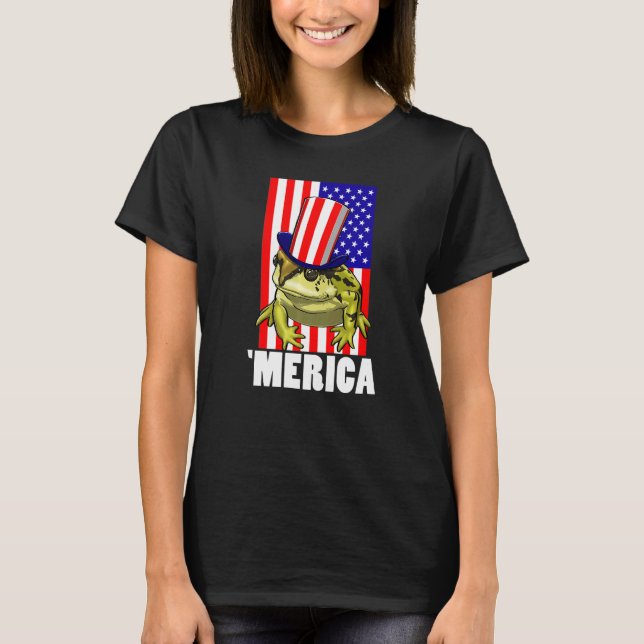 T-shirt Merica American Flag Frog  Women Frog Love  5 (Devant)
