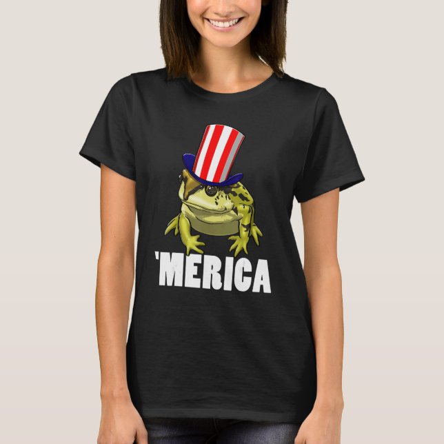 T-shirt Merica American Flag Frog  Women Frog Love 8 (Devant)