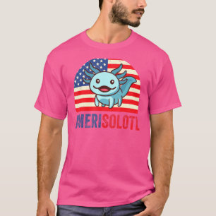T-shirt Merica Axolotl nous 4 juillet Drapeau Patriotique 