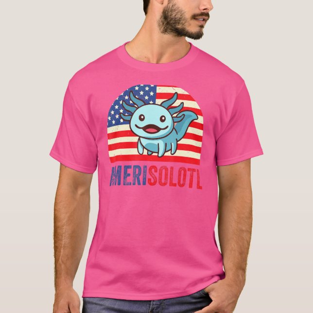 T-shirt Merica Axolotl nous 4 juillet Drapeau Patriotique  (Devant)