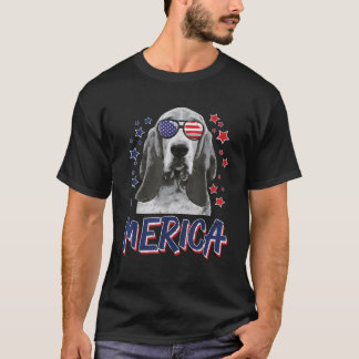 T-shirt Merica Basset Hound Dog 4 juillet USA Cadeau