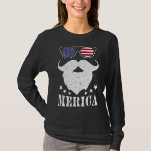 T-shirt Merica Beard Lunettes de soleil Drapeau américain