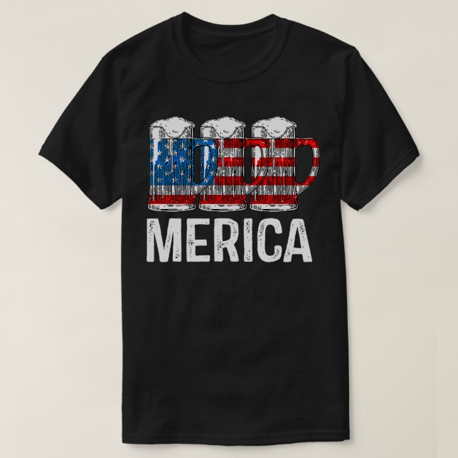 T-shirt Merica Beer Drapeau américain T 4 juillet Cadeau (Design devant)