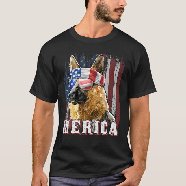 T-shirt Merica Berger Allemand 4 juillet Américain (Devant)