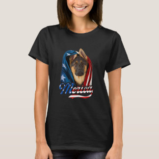 T-shirt Merica Berger Allemand 4 Juillet Drapeau USA Pa