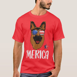T-shirt Merica Berger Allemand Chien 4 juillet Américain F