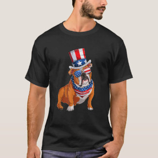 T-shirt Merica Bulldog 4 juillet Drapeau américain