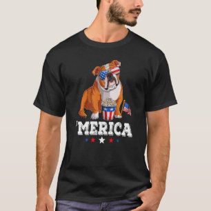T-shirt Merica Bulldog 4 juillet États-Unis Drapeau améric