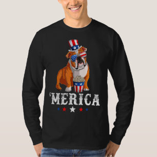 T-shirt Merica Bulldog Men Femmes États-Unis Drapeau angla