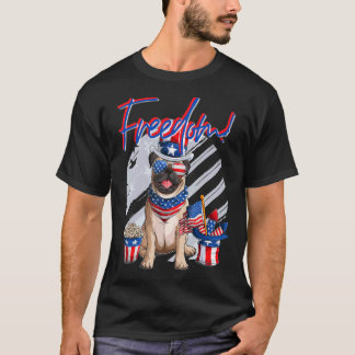 T-shirt Merica Carlin Dog 4 juillet drapeau américain