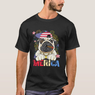 T-shirt Merica Carlin Us Drapeau Casquette Feu d'artifice