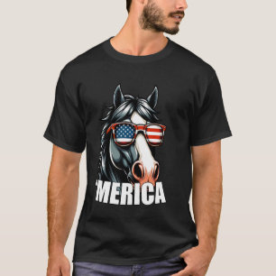 T-shirt Merica Cheval Drôle Patriotique Américain USA 4 Ju