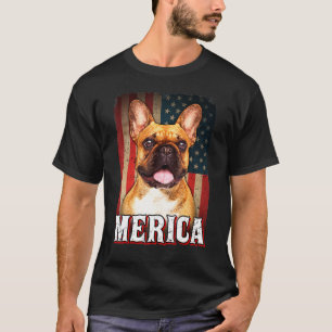 T-shirt Merica Chien Chien Chien Français Drapeau Américai