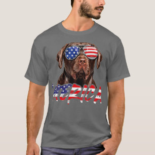 T-shirt Merica Chocolat Labrador 4 juillet American Fla
