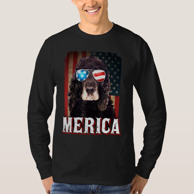 T-shirt Merica Cocker Chien Espagnol Drapeau Américain 4 J (Devant)
