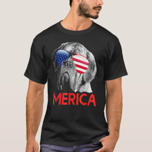 T-shirt Merica Dogue De Bordeaux Drapeau Américain 4 juill