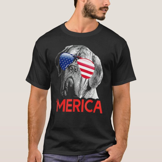 T-shirt Merica Dogue De Bordeaux Drapeau Américain 4 juill (Devant)