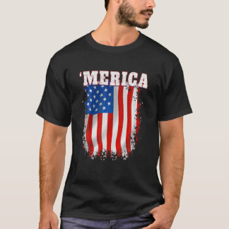 T-shirt MERICA - Drapeau américain patriotique en détresse