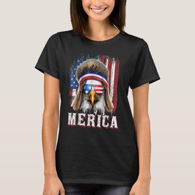 T-shirt Merica Eagle Mullet 4 juillet drapeau américain (Devant)