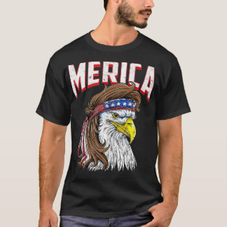 T-shirt Merica Eagle Mullet 4 juillet Redneck Patriot
