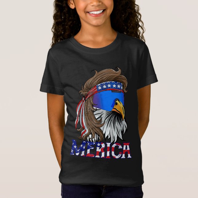 T-Shirt Merica Eagle Mullet Drapeau Américain États-Unis H (Devant)
