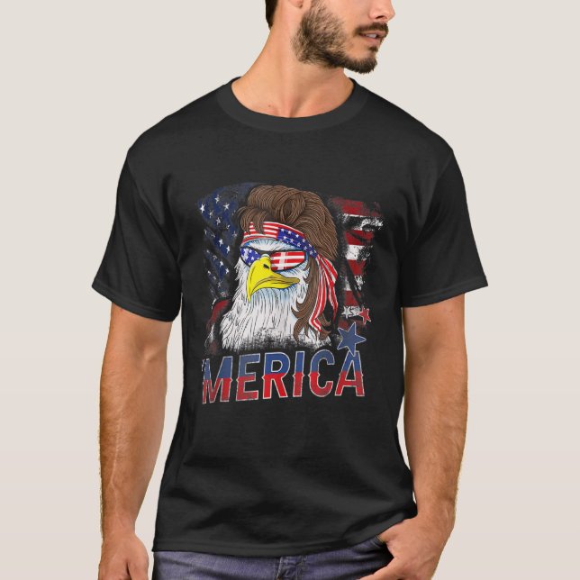 T-shirt Merica Eagle Mullet Us Drapeau 4 juillet patriotiq (Devant)