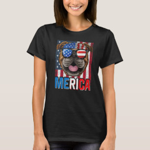 T-shirt Merica English Chien de taureau 4 juillet American